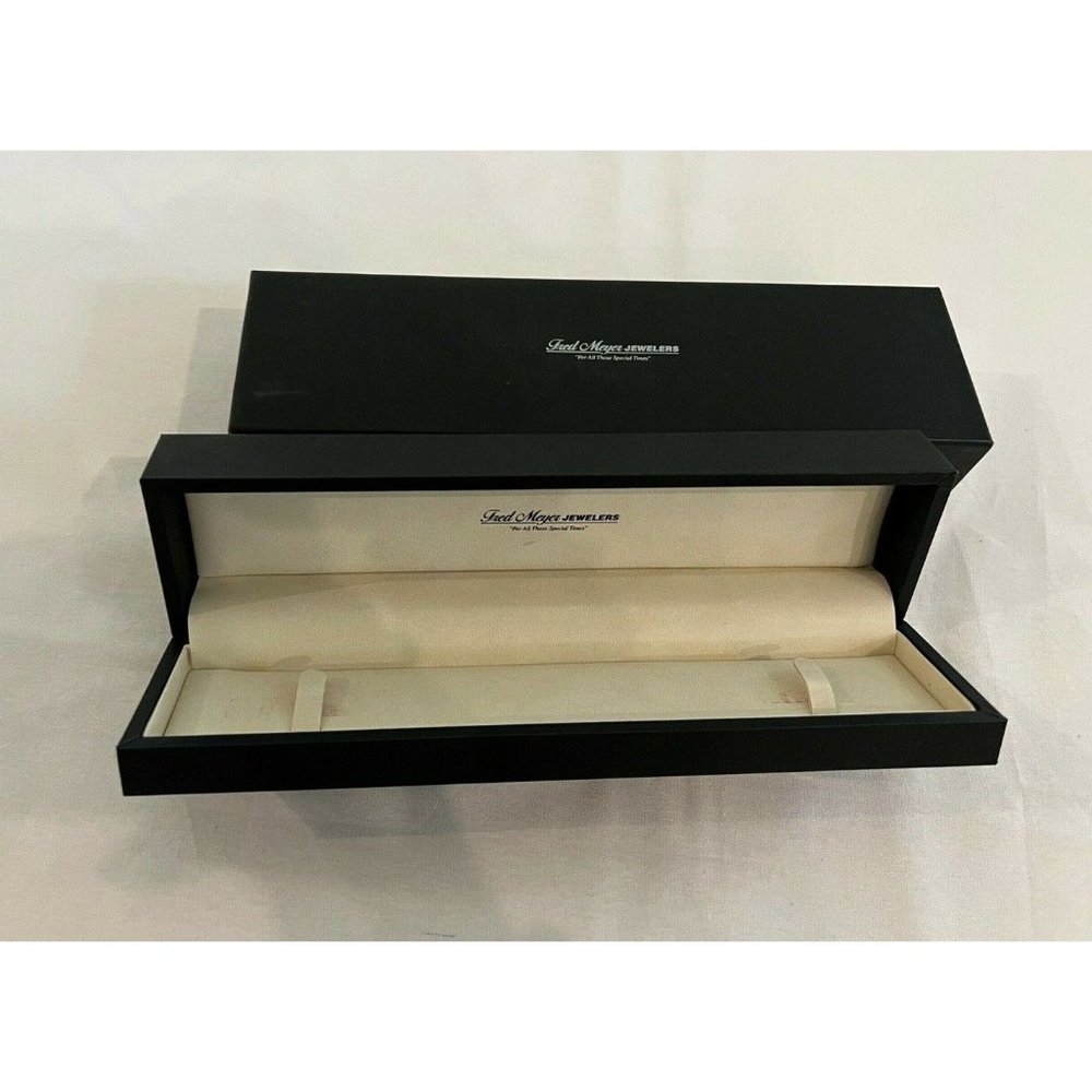 Fred Meyer Jewelers Only Box Black Large Leather 2.5" x 9.7" x 2"
